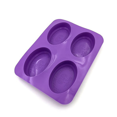 4 van de de Zeepvorm van het holte Opnieuw te gebruiken Silicone Duurzame Ovale de Vorm Purpere Kleur