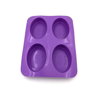 4 van de de Zeepvorm van het holte Opnieuw te gebruiken Silicone Duurzame Ovale de Vorm Purpere Kleur