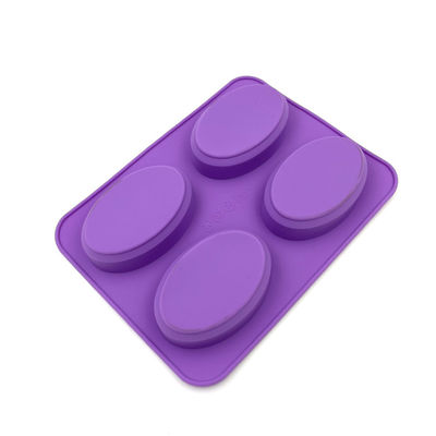 4 van de de Zeepvorm van het holte Opnieuw te gebruiken Silicone Duurzame Ovale de Vorm Purpere Kleur