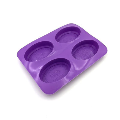 4 van de de Zeepvorm van het holte Opnieuw te gebruiken Silicone Duurzame Ovale de Vorm Purpere Kleur